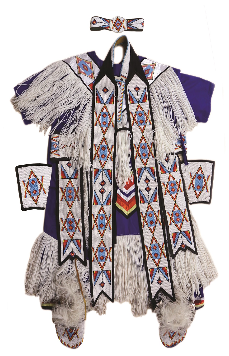 Picture of a grass dance regalia from the Whitefish River First Nation