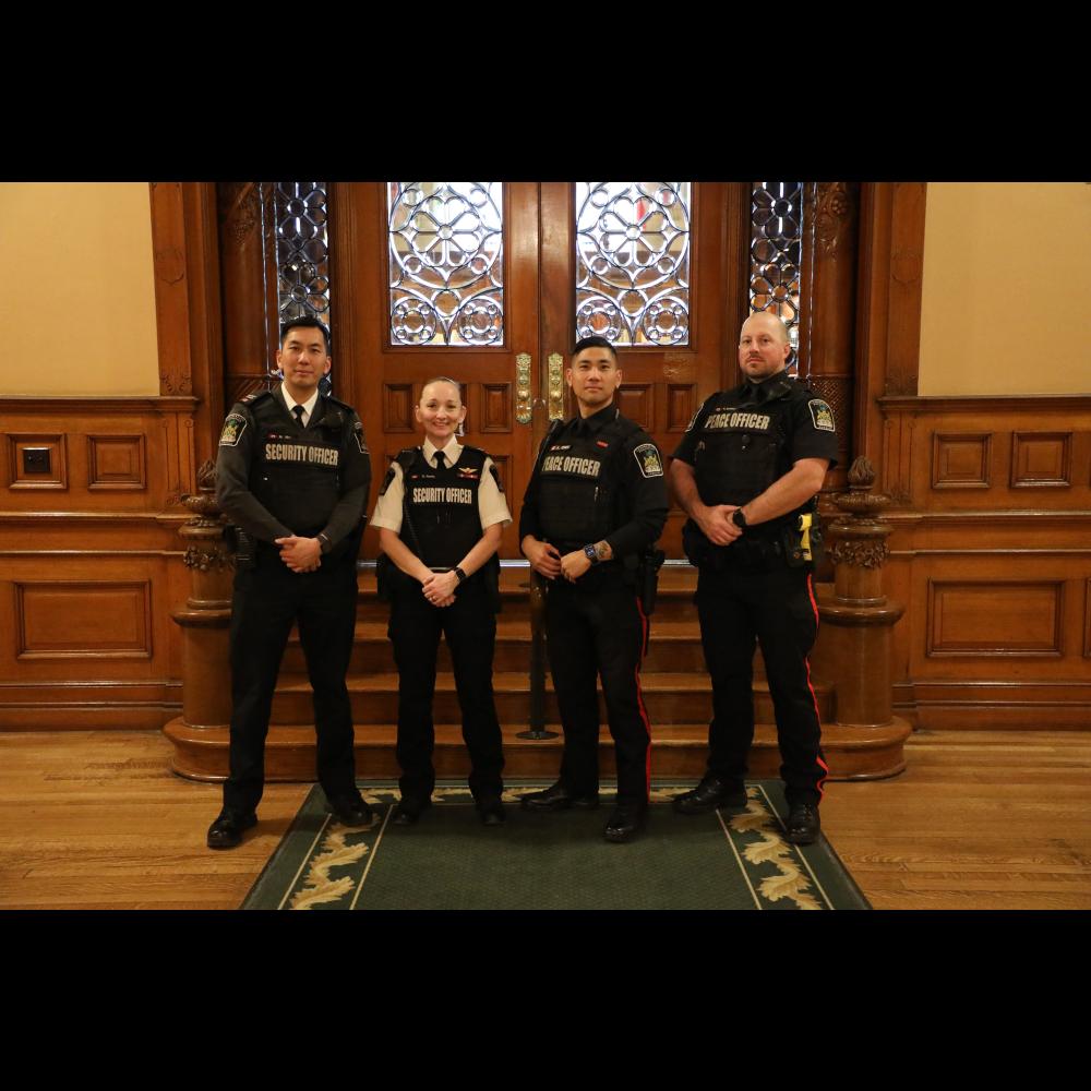 Peace Officers and Protective Service Officers in front of the Chamber