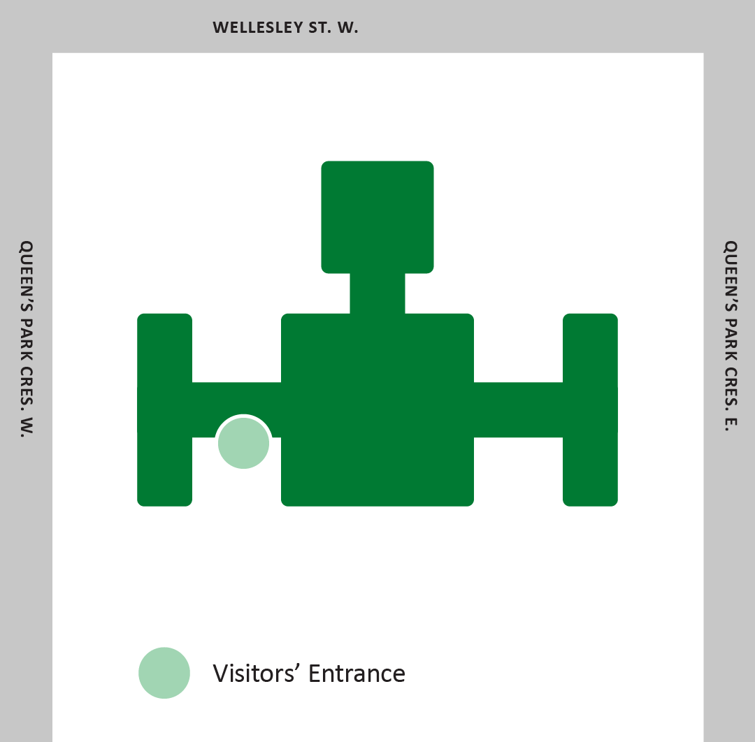 map of building showing visitors' entrance
