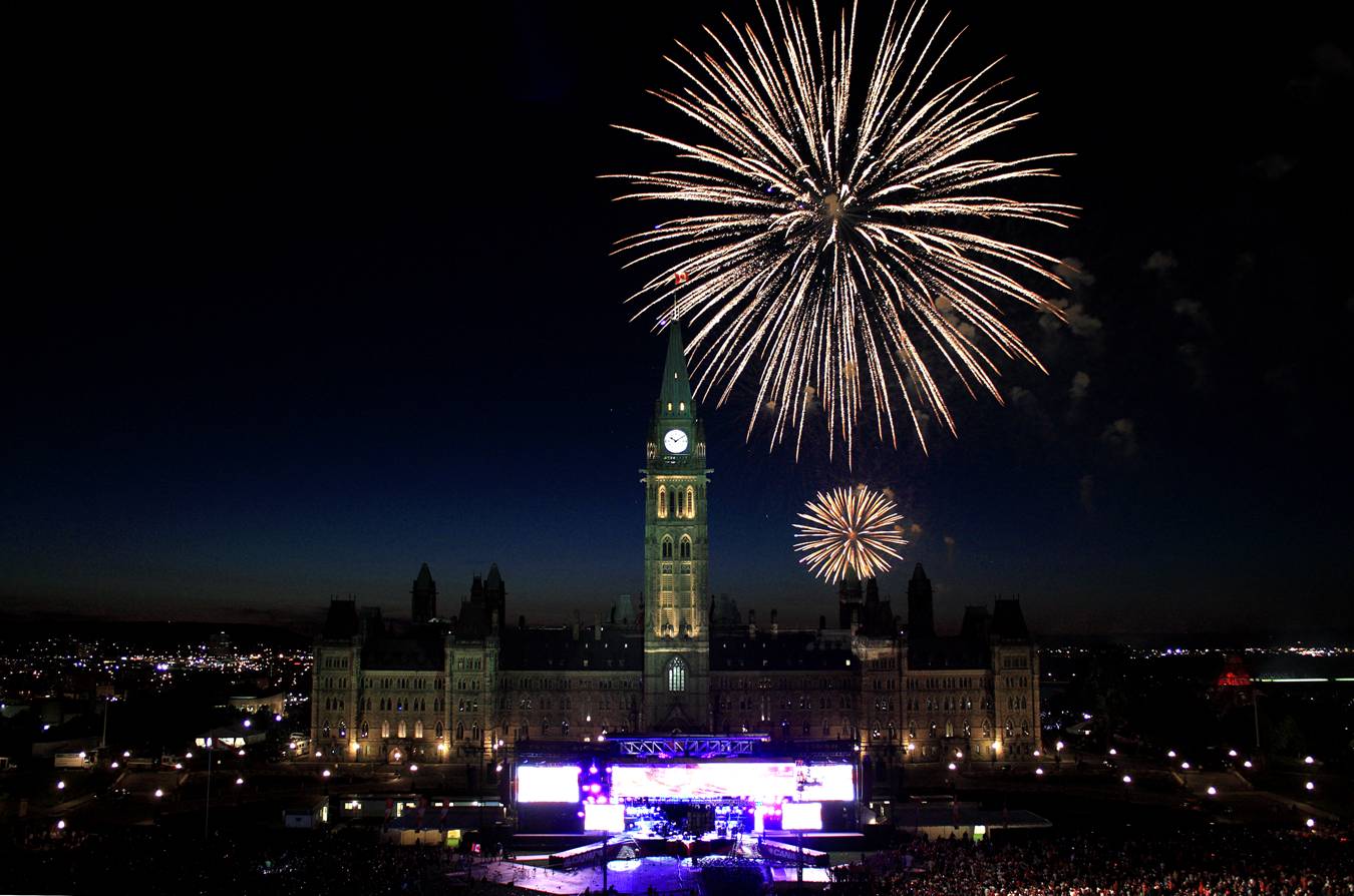 Fireworks show over Parliament Hill, Ottawa