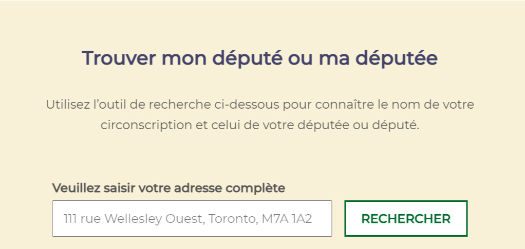 L’outil « trouver mon député ou ma députée