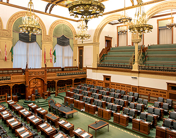 legislative chamber with no one in it