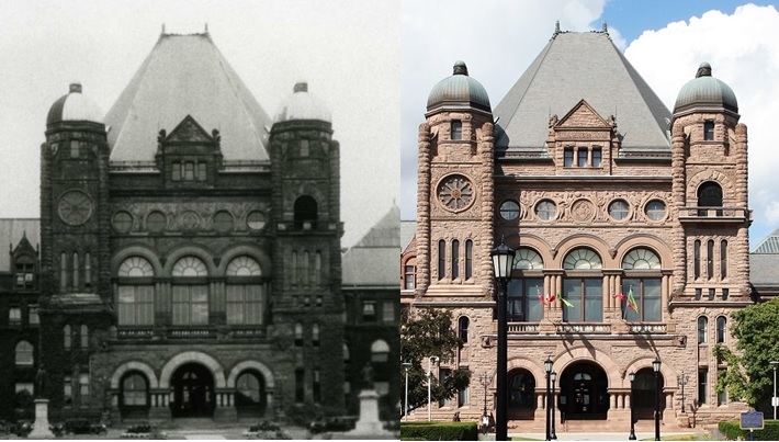Then and Now images of Legislative Building for link to virtual exhibit