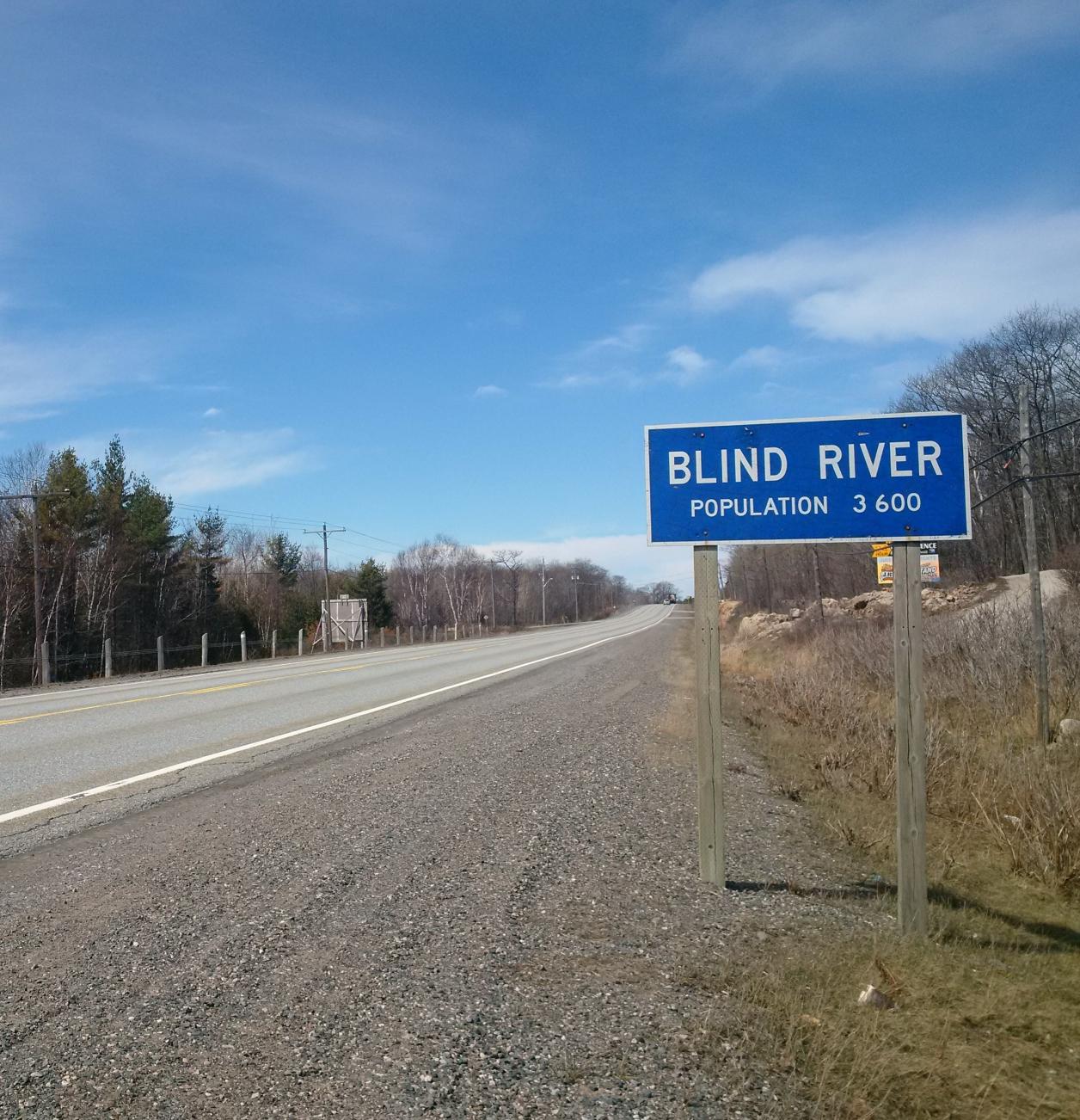 Photo of sign for Blind River, Ontario