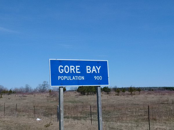 Sign for Gore Bay, Ontario