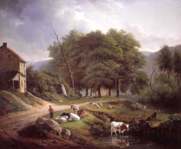 Landscape in the Neighbourhood of Brussels by Jan Baptiste de Jonghe and Eugène Joseph Verboeckhoven