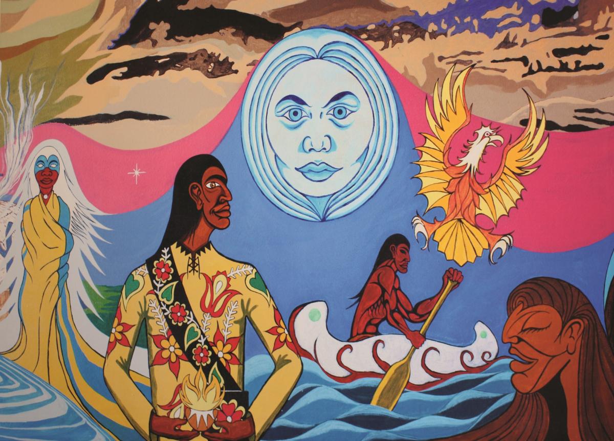 Additional picture of a panel of a mural prepared by the Mississaugas of the New Credit