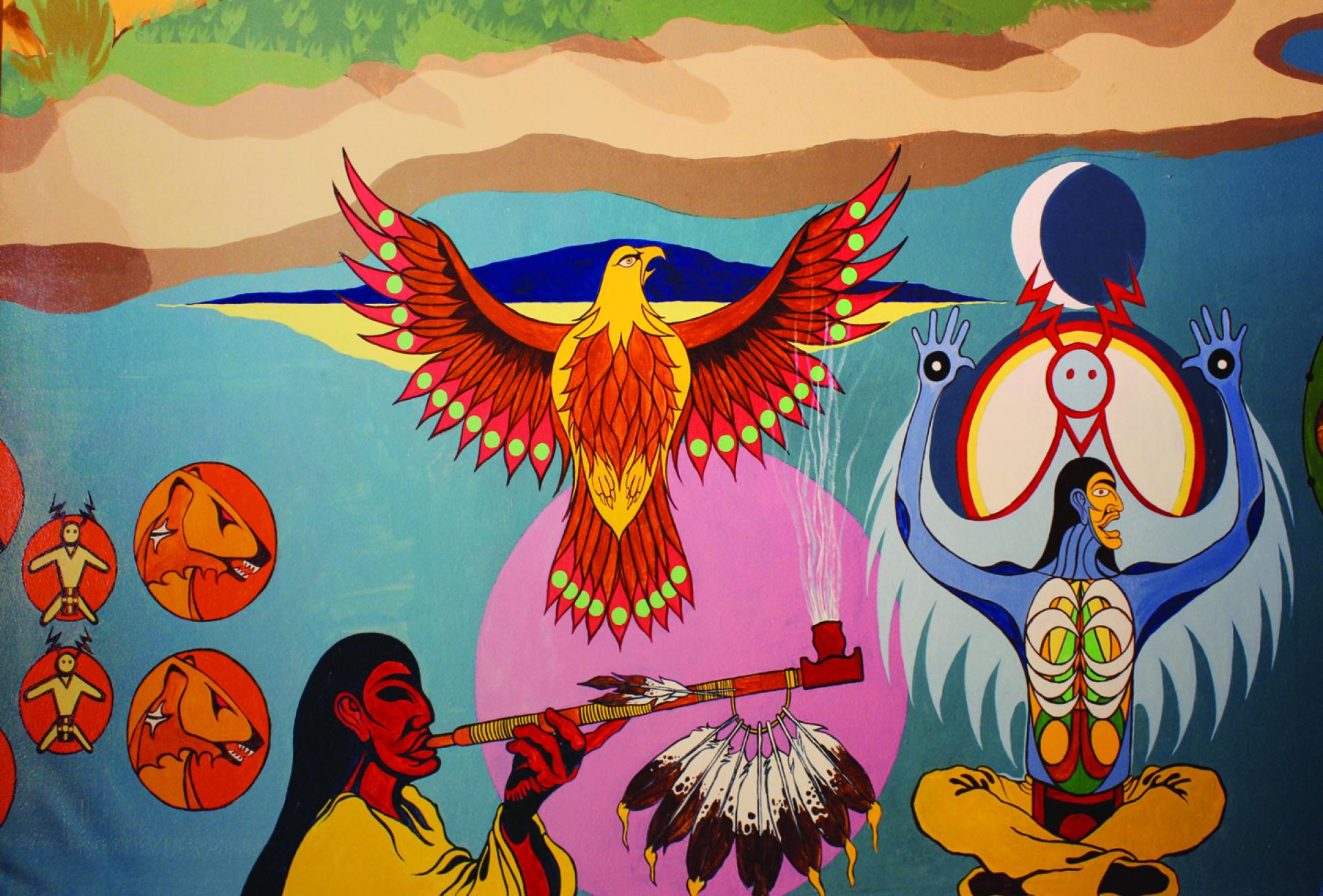 Image montrant le 2e de 3 panneaux qui illustrent l'histoire de la Première Nation Mississaugas of the Credit