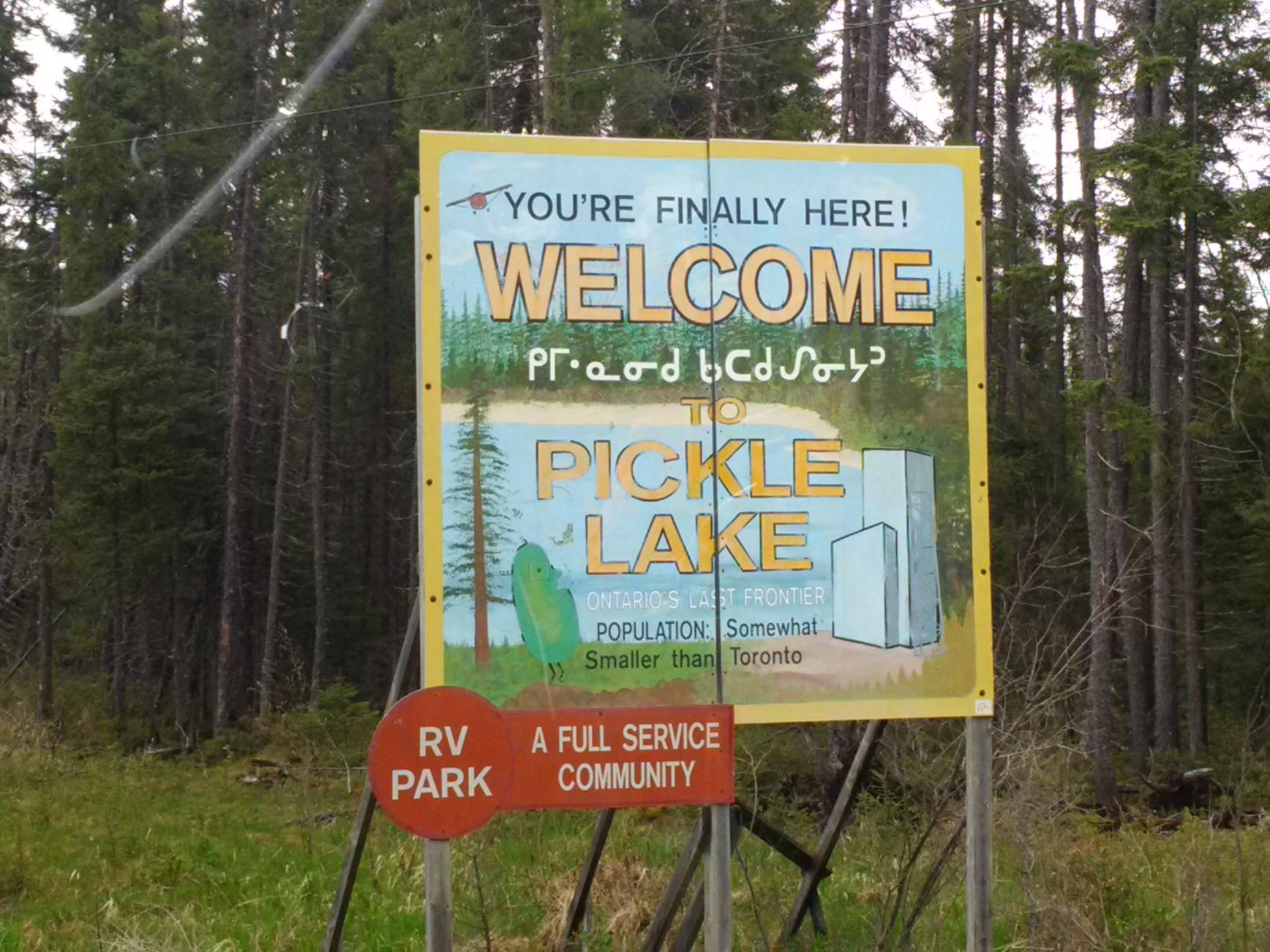 Sign for Pickle Lake, Ontario 