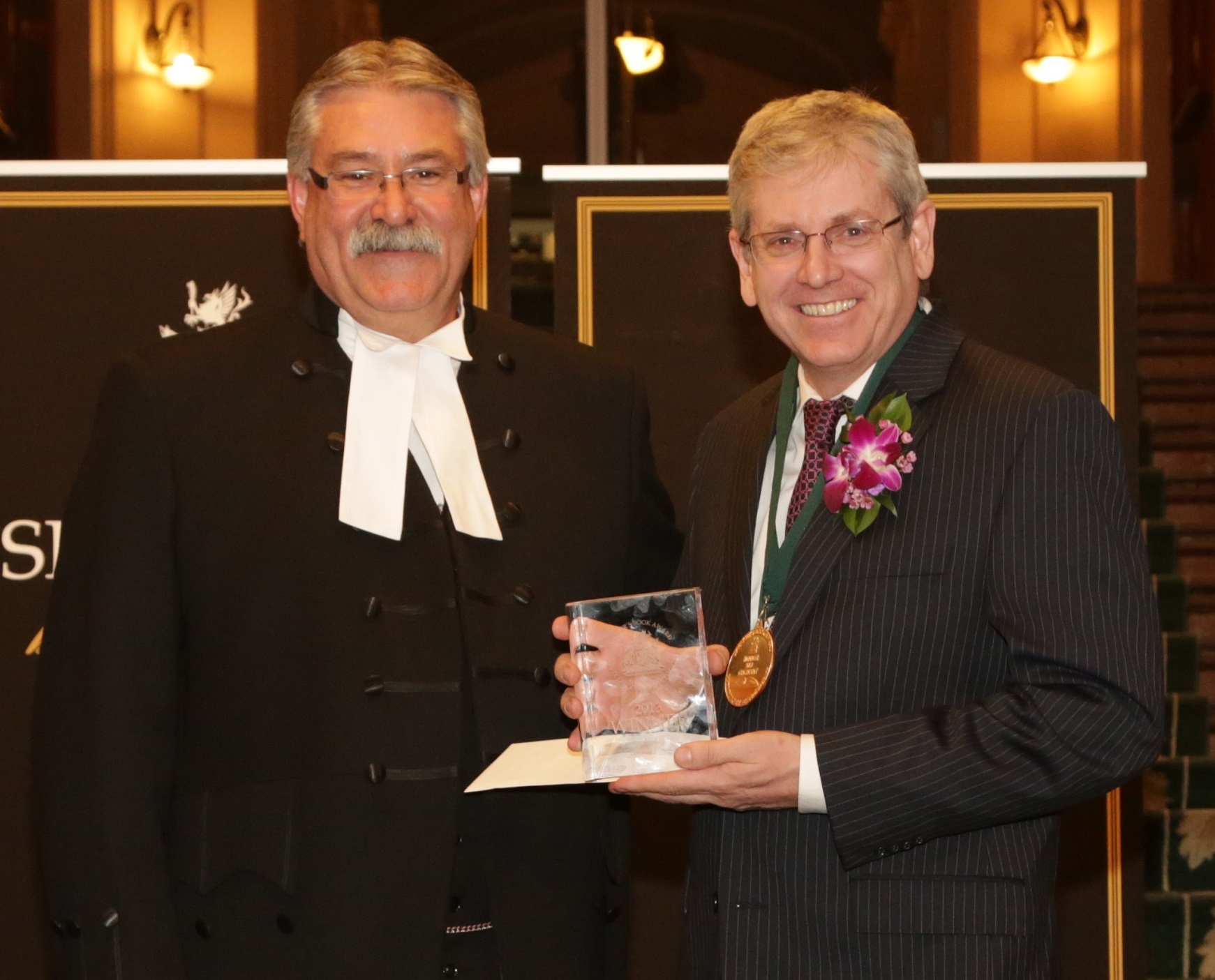 Picture of Speaker Levac with 2013 Speaker's Book Award Winner Charlie Angus
