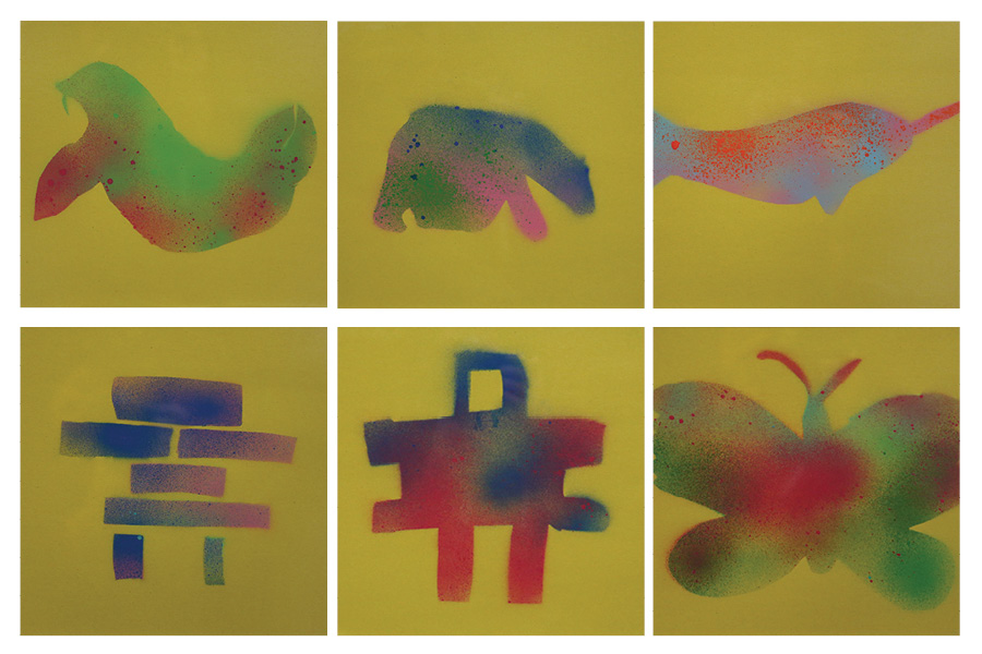 Image showing a collection of Inuit prints by students at the Ottawa Inuit Children's Centre