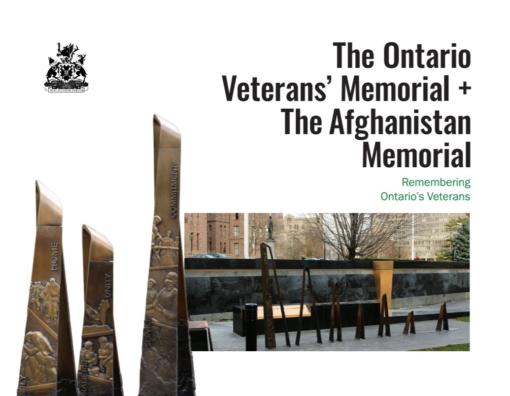 Picture of the cover of the Ontario Veterans' Memorial and Afghanistan Memorial brochure