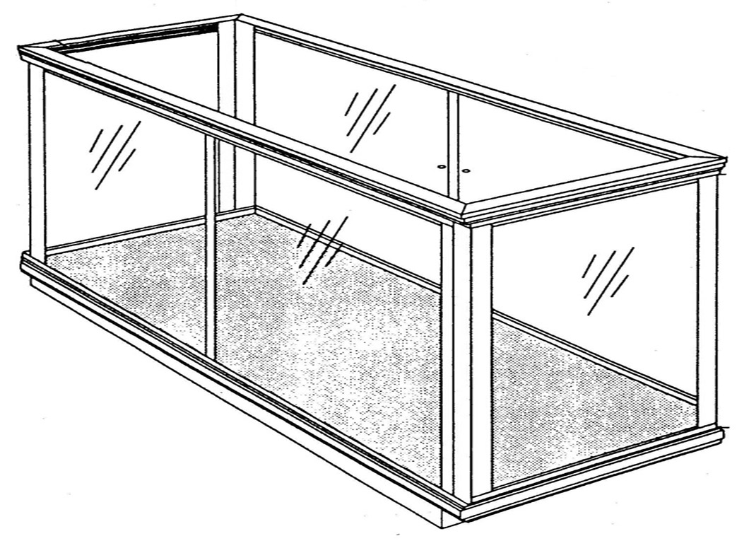 Vitrine 3: Vitrine transparente courte qui repose sur le sol