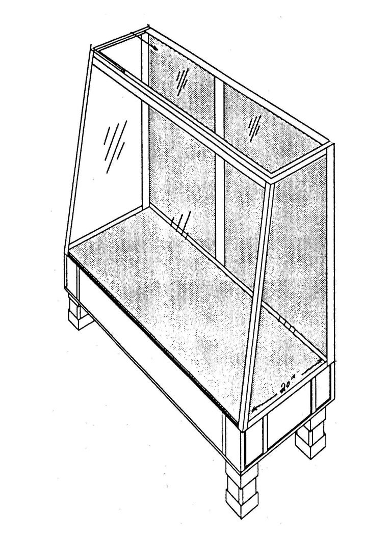 Case 4: Medium-sized case with three glass sides and wooden door backing