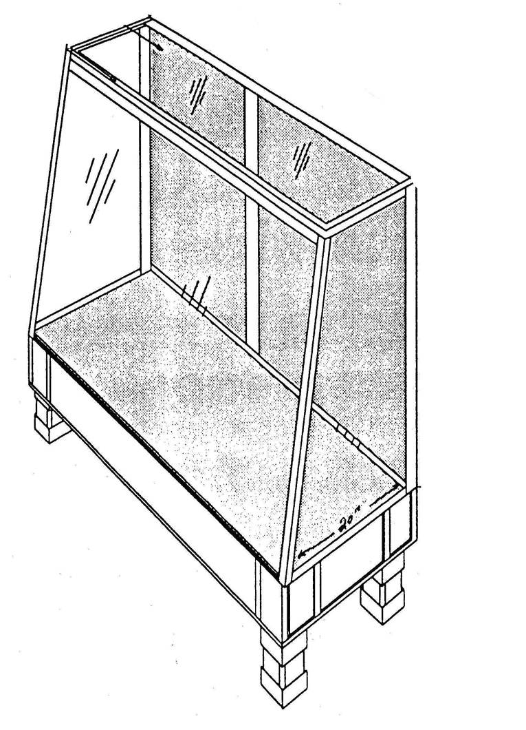 Vitrine 4: Vitrine à taille moyenne avec 3 côtés transparents et portes en bois en arrière