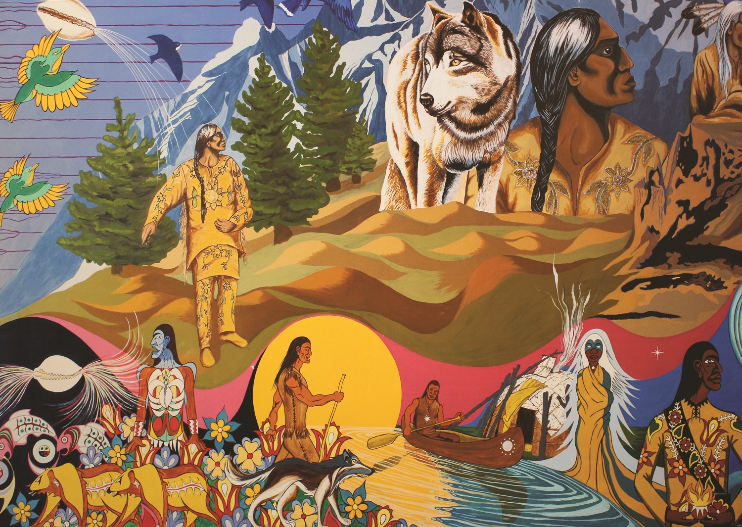 Image montrant le 1er de 3 panneaux qui illustrent l'histoire de la Première Nation Mississaugas of the Credit