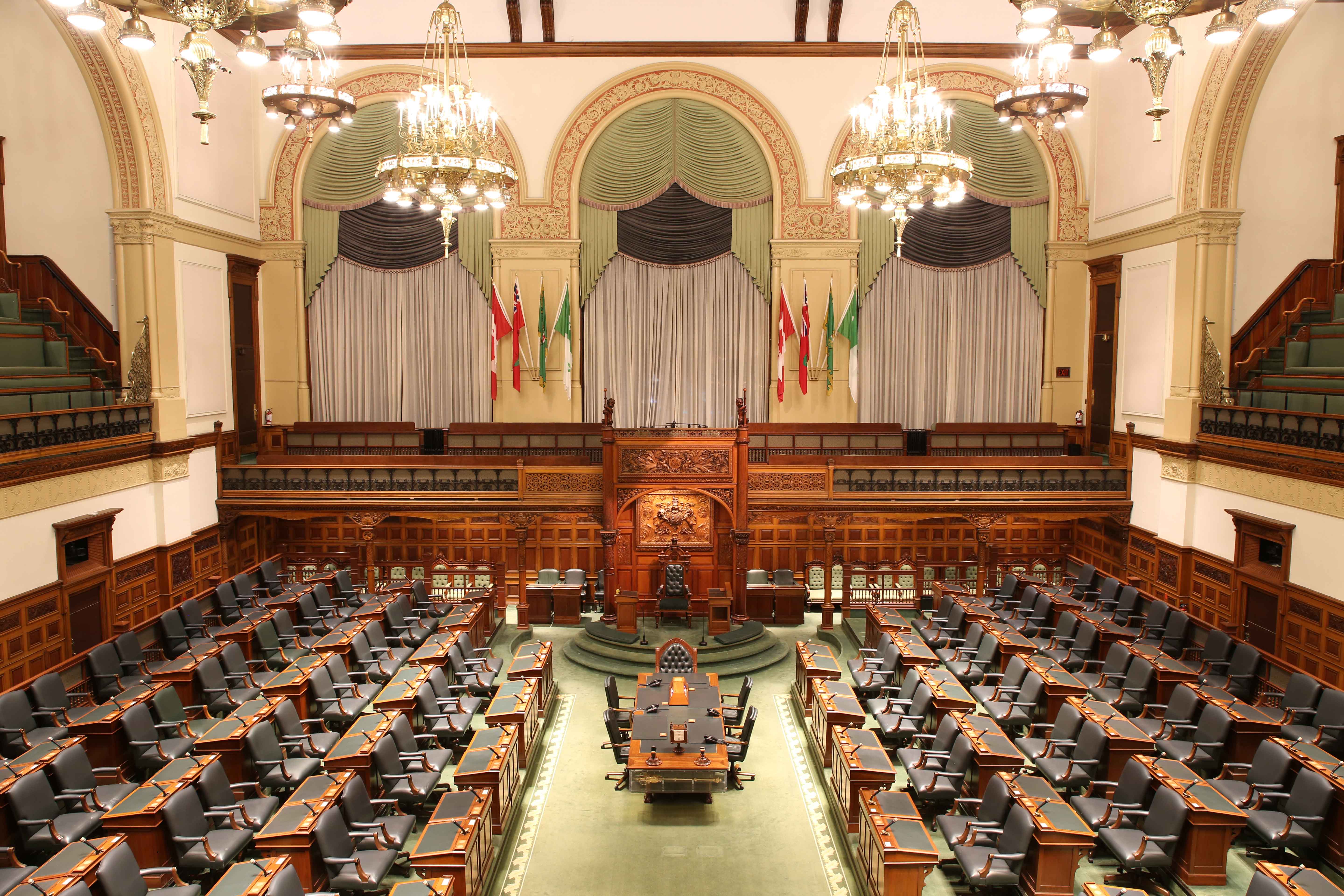 Top view of the Legislative Chamber from the back.