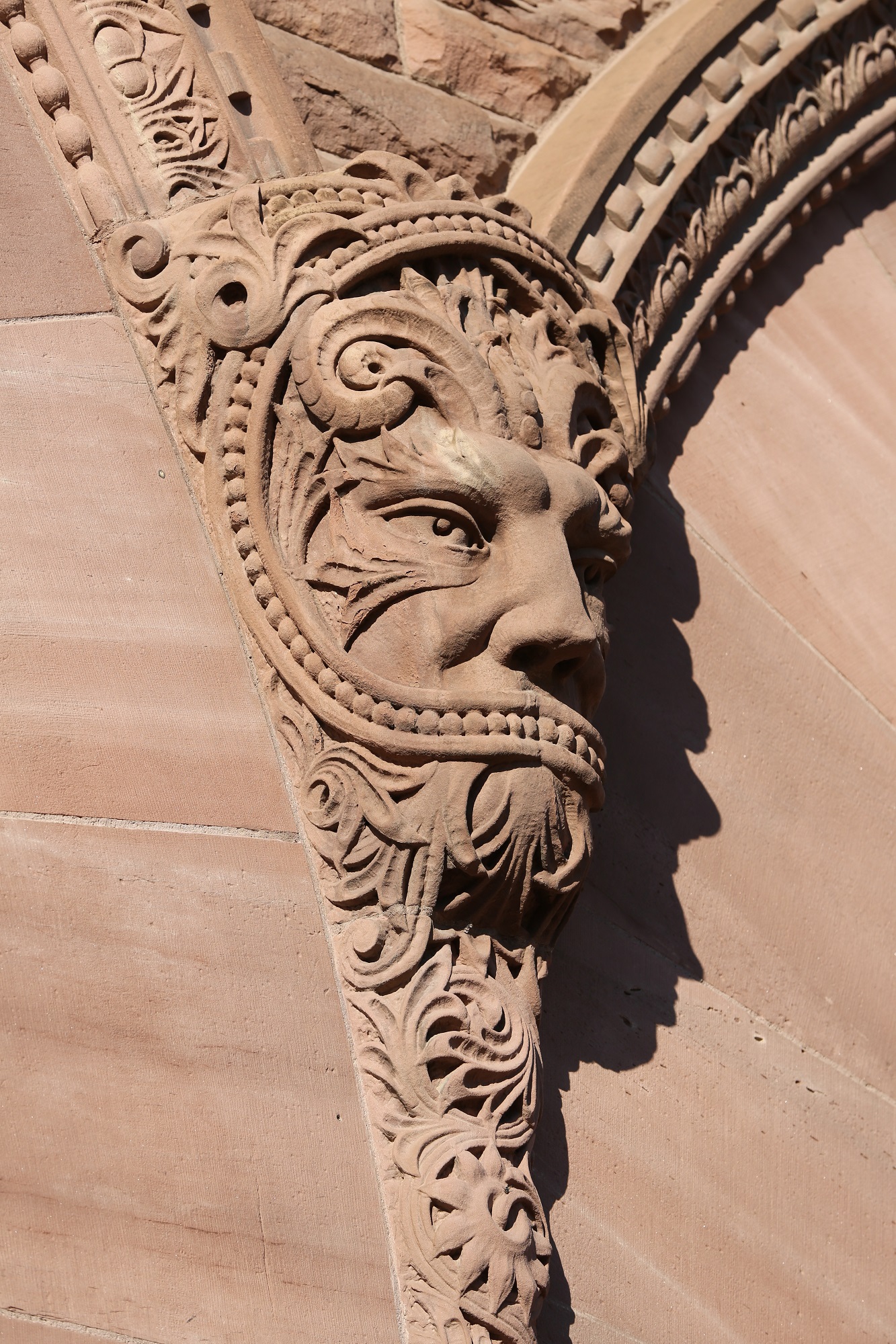 Picture of a sandstone carving on the Legislative Building exterior