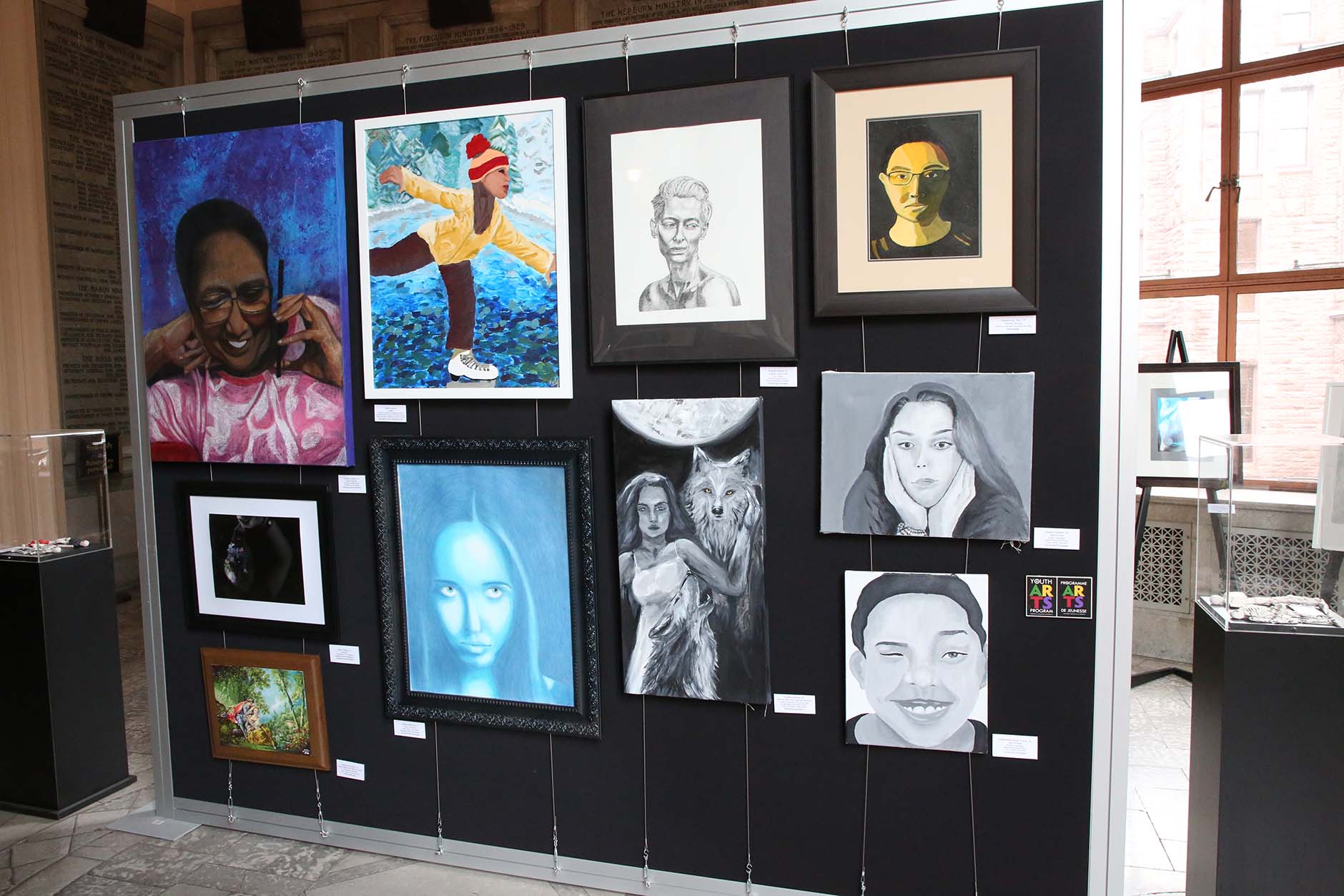 Paintings and drawings by student artists in the 2019 Youth Arts Program