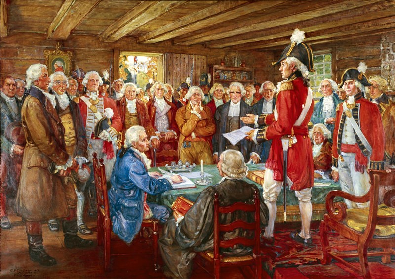 A picture of the painting titled the First Legislature of Upper Canada by artist Frederick Challener