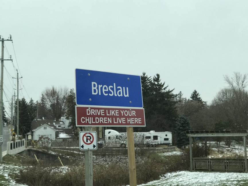 Picture of the Breslau, Ontario, sign