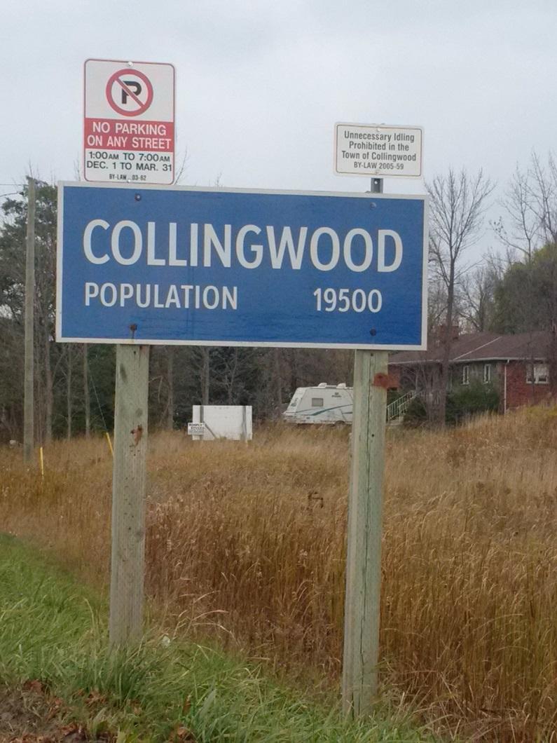 Picture of the Collingwood, Ontario, sign