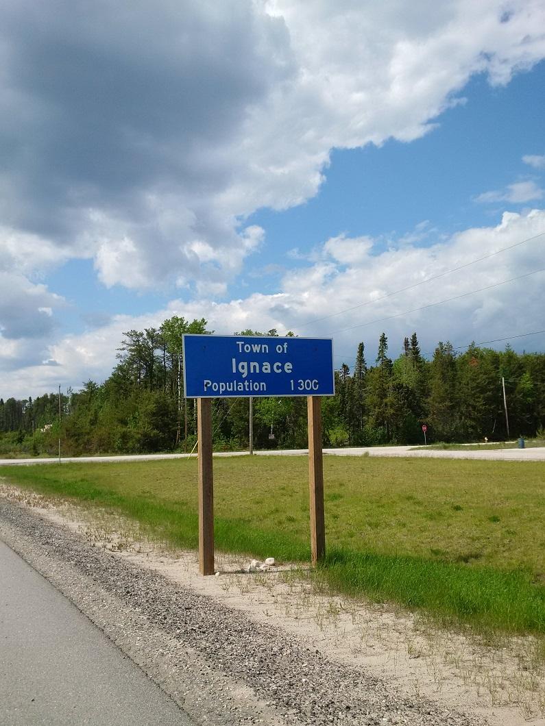 Photo du panneau d’Ignace, en Ontario