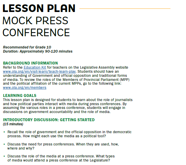 Picture of a lesson plan.