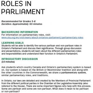 Roles in Parliament image