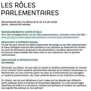 Les rôles parlementaires image