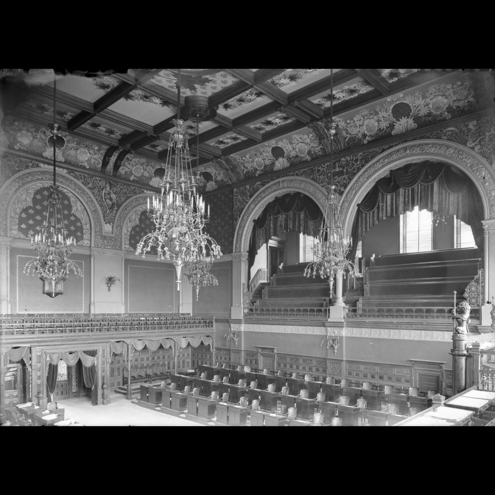 La Chambre de l’Assemblée législative en 1893, l’année d’ouverture de l’édifice législatif.