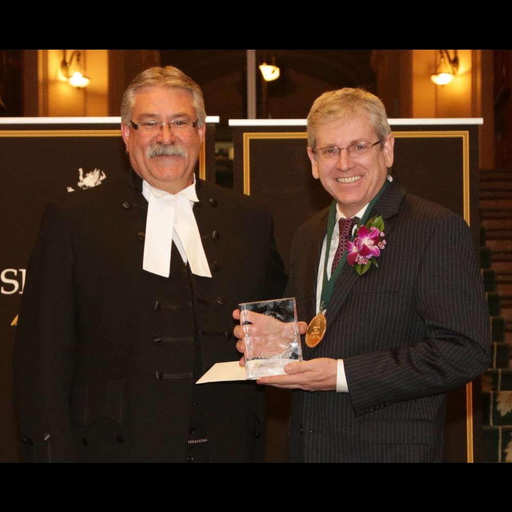 Picture of Speaker Levac with 2013 Speaker's Book Award Winner Charlie Angus