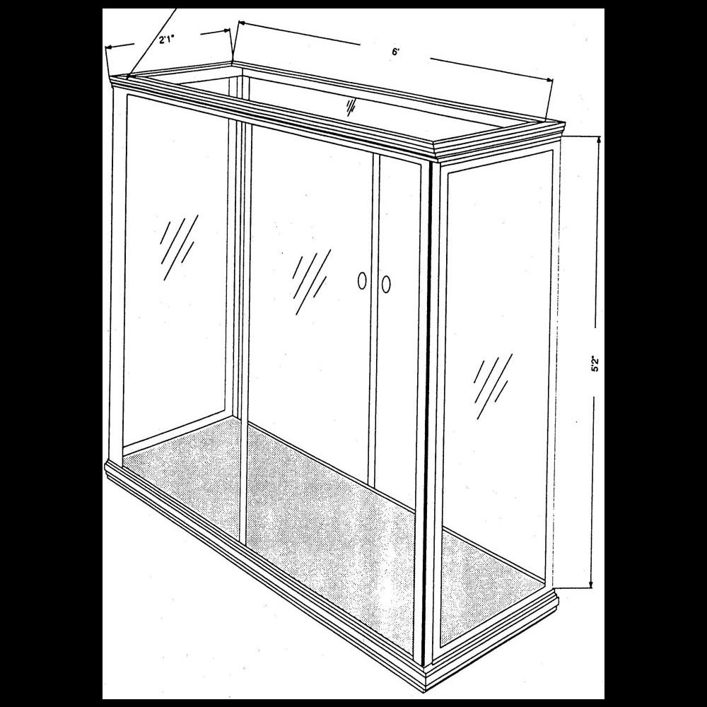 Case 1: Tall clear glass case which sits on the floor