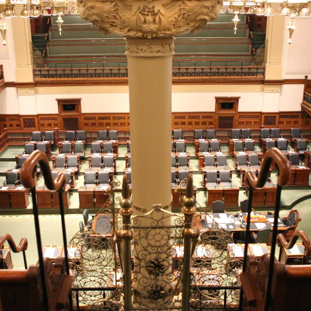 Picture showing a view of the Chamber floor from the west public gallery.