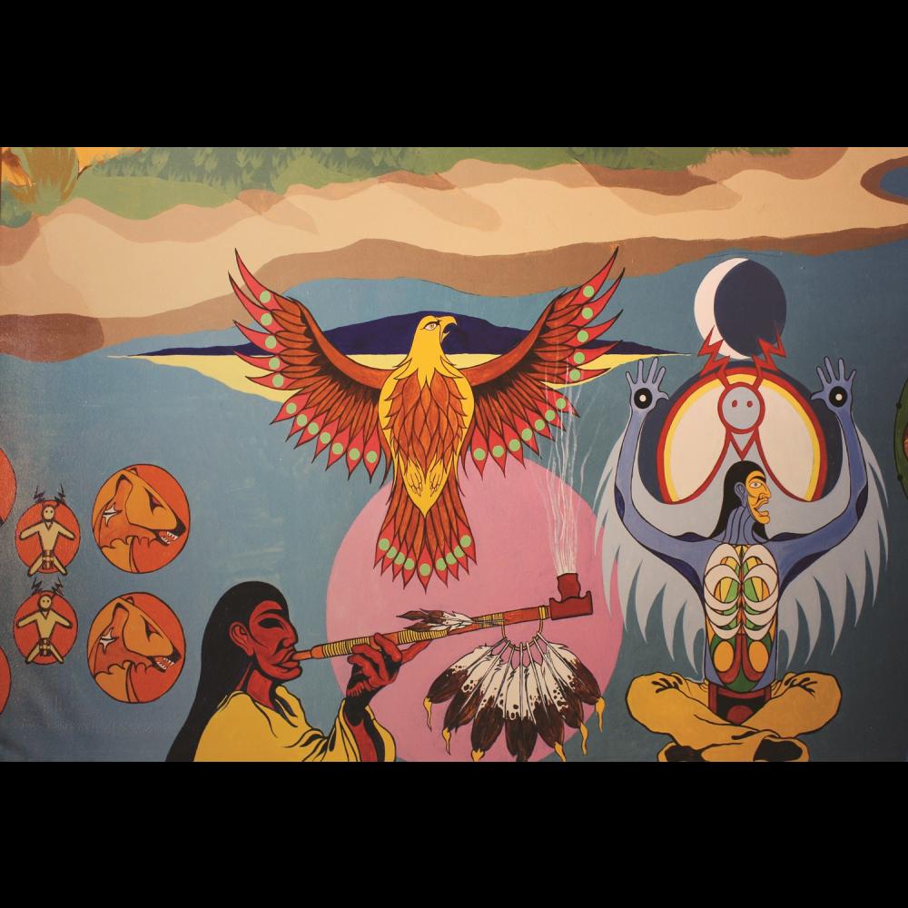 Image montrant le 2e de 3 panneaux qui illustrent l'histoire de la Première Nation Mississaugas of the Credit