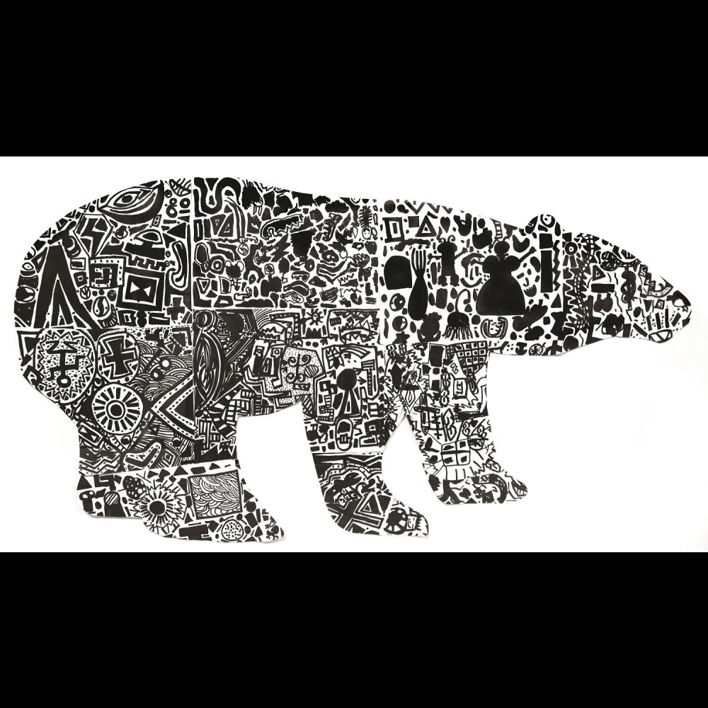 Image of a print entitled Nanuq, or the polar bear, created by students at the Ottawa Inuit Children's Centre