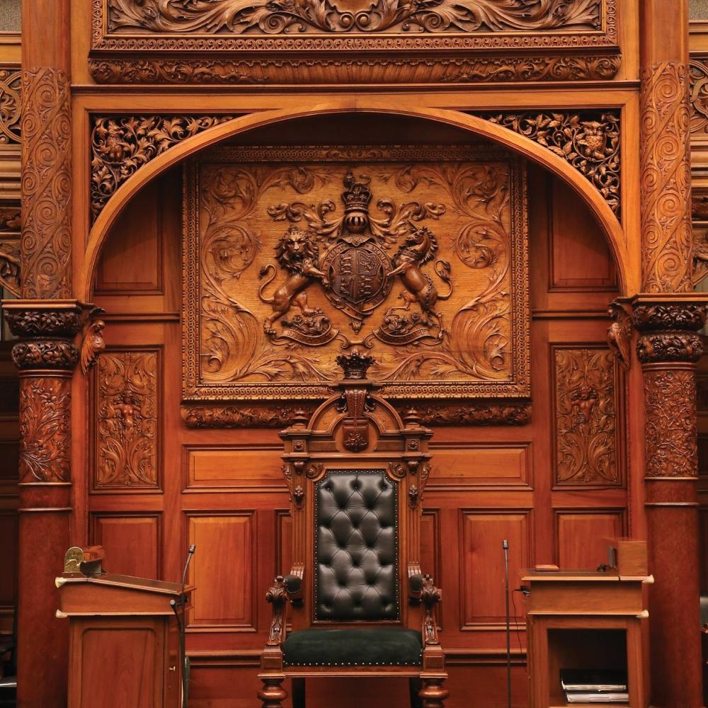 Picture of the Speaker's Dais in Ontario's Legislative Chamber
