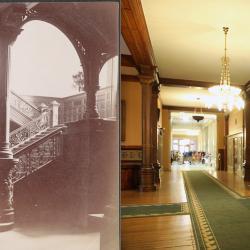 The grand staircase in the Legislative Building - view on the left from 1890, on right from present day